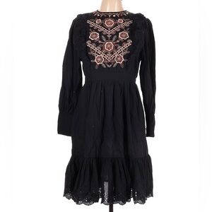 Böhme Embroidered Long Sleeve Black dress